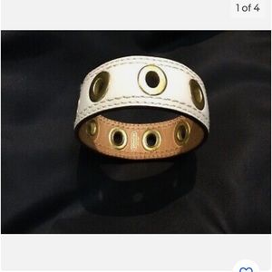 Coach white leather cuff bracelet